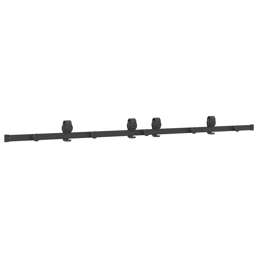 Kit di Binari per Porte Scorrevoli 200 cm Acciaio Nero | homemem39