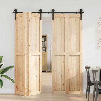 Kit di Binari per Porte Scorrevoli 183 cm Acciaio Nero | homemem39