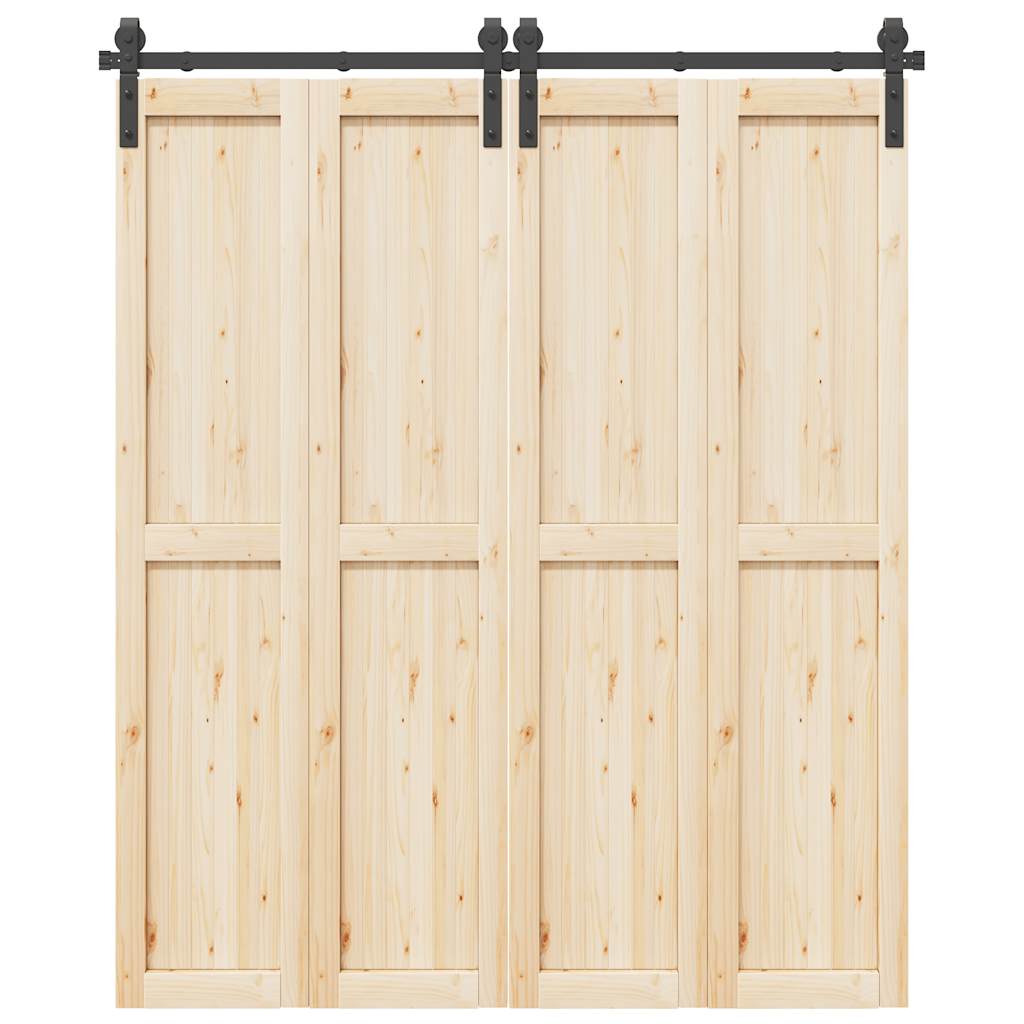 Kit di Binari per Porte Scorrevoli 183 cm Acciaio Nero | homemem39