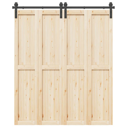 Kit di Binari per Porte Scorrevoli 183 cm Acciaio Nero | homemem39
