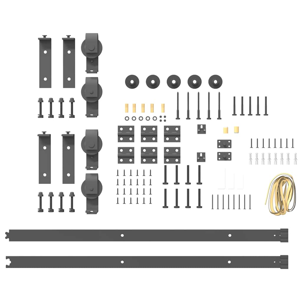 Kit di Binari per Porte Scorrevoli 200 cm Acciaio Nero | homemem39