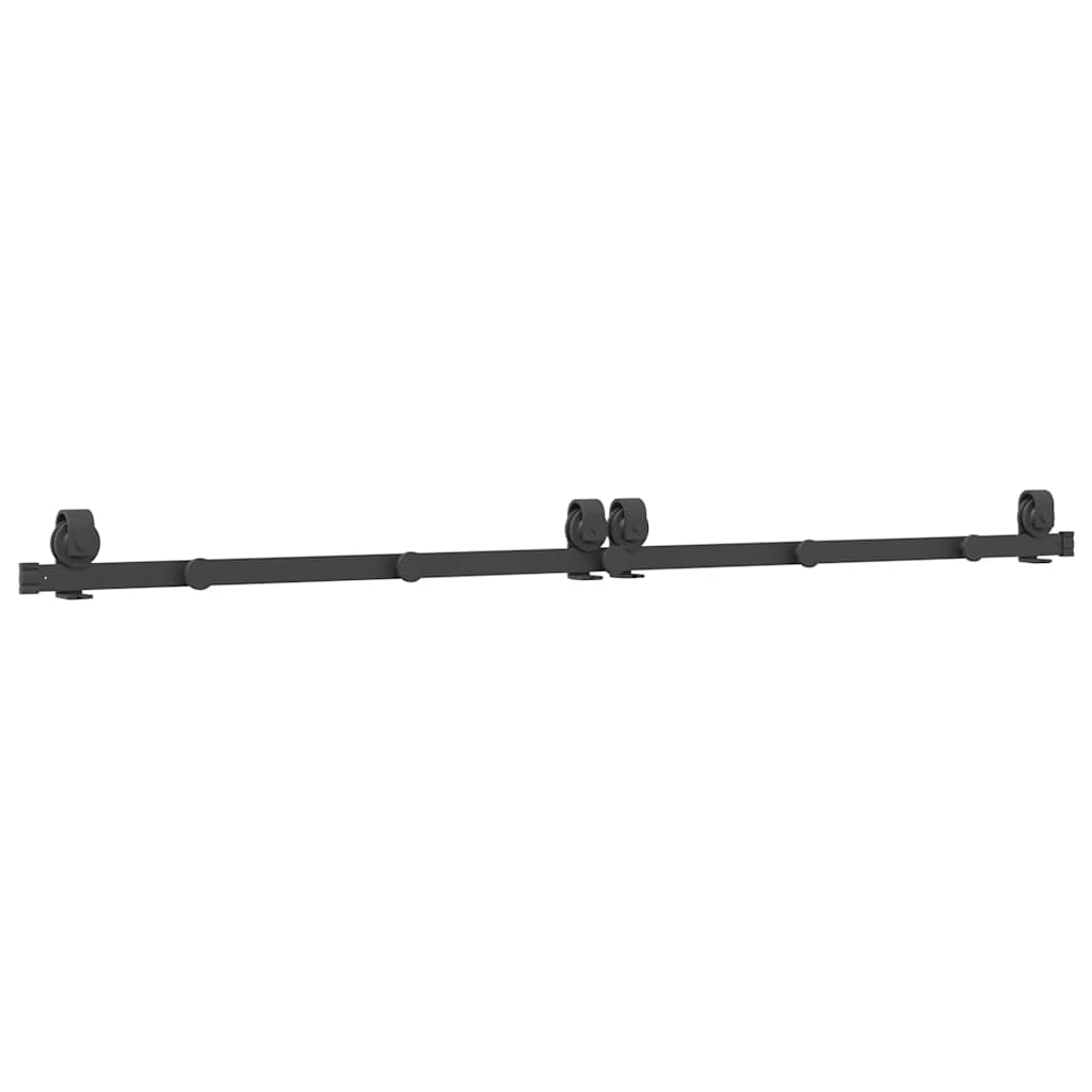 Kit di Binari per Porte Scorrevoli 200 cm Acciaio Nero | homemem39