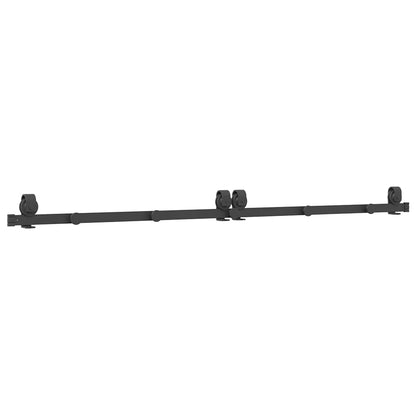 Kit di Binari per Porte Scorrevoli 200 cm Acciaio Nero | homemem39