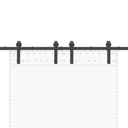 Kit di Binari per Porte Scorrevoli 200 cm Acciaio Nero | homemem39