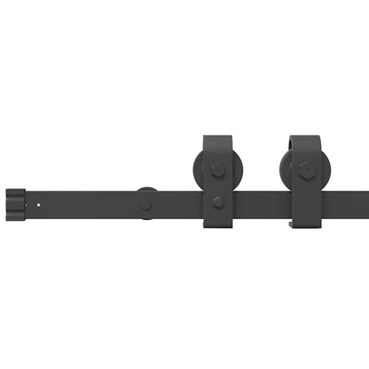 Kit di Binari per Porte Scorrevoli 200 cm Acciaio Nero | homemem39