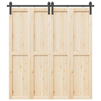 Kit di Binari per Porte Scorrevoli 200 cm Acciaio Nero | homemem39