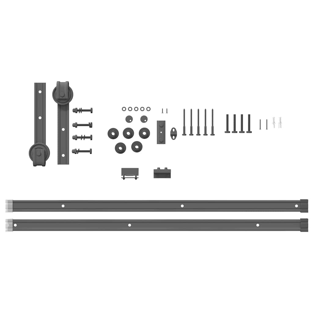 Kit di Binari per Porte Scorrevoli 183 cm Acciaio Nero | homemem39