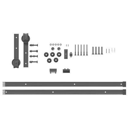 Kit di Binari per Porte Scorrevoli 183 cm Acciaio Nero | homemem39