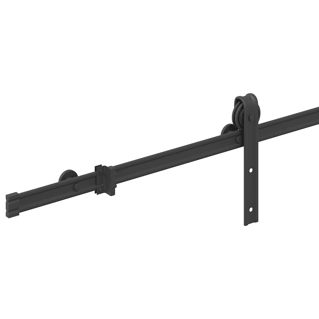 Kit di Binari per Porte Scorrevoli 183 cm Acciaio Nero | homemem39