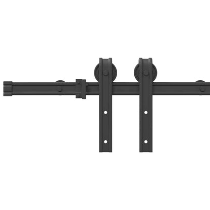 Kit di Binari per Porte Scorrevoli 183 cm Acciaio Nero | homemem39