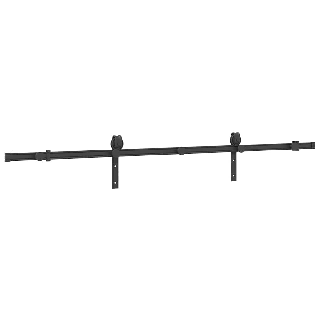 Kit di Binari per Porte Scorrevoli 200 cm Acciaio Nero | homemem39