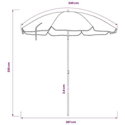 Ombrello da giardino 240 cm Poliestere 170T Blu e Bianco