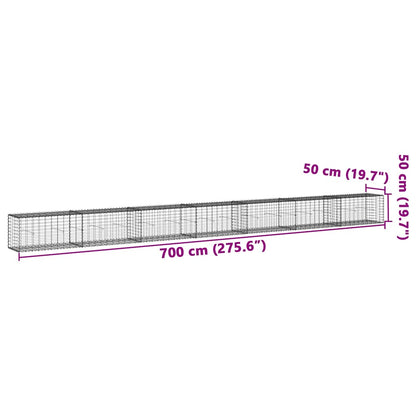 Cesto Gabbione con Copertura 700x50x50 cm in Ferro Zincato - homemem39