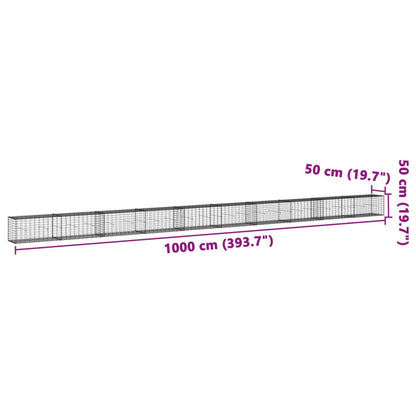 Cesto Gabbione con Copertura 1000x50x50 cm in Ferro Zincato - homemem39