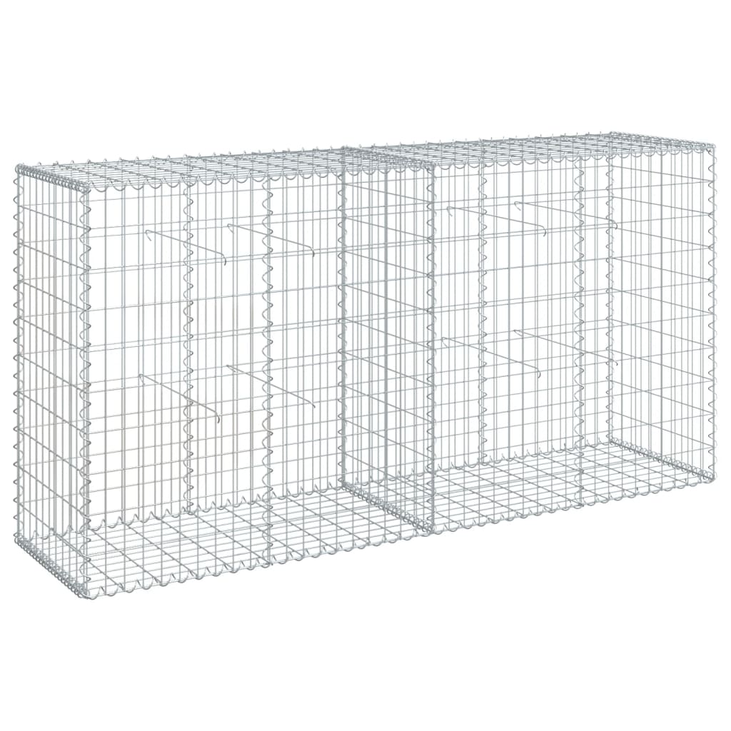 Cesto Gabbione con Copertura 200x50x100 cm in Ferro Zincato | homemem39