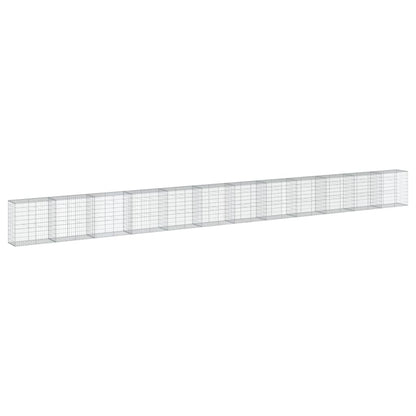 Cesto Gabbione con Copertura 1200x50x100 cm in Ferro Zincato | homemem39