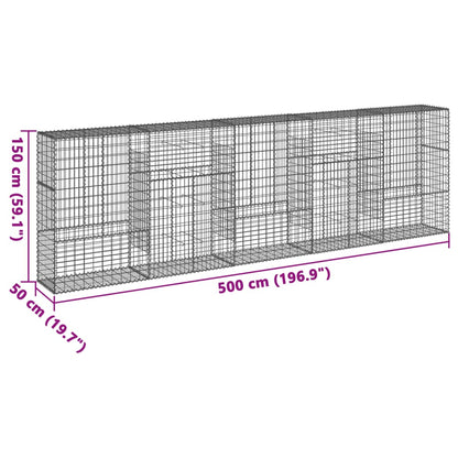 Cesto Gabbione con Copertura 500x50x150 cm in Ferro Zincato | homemem39