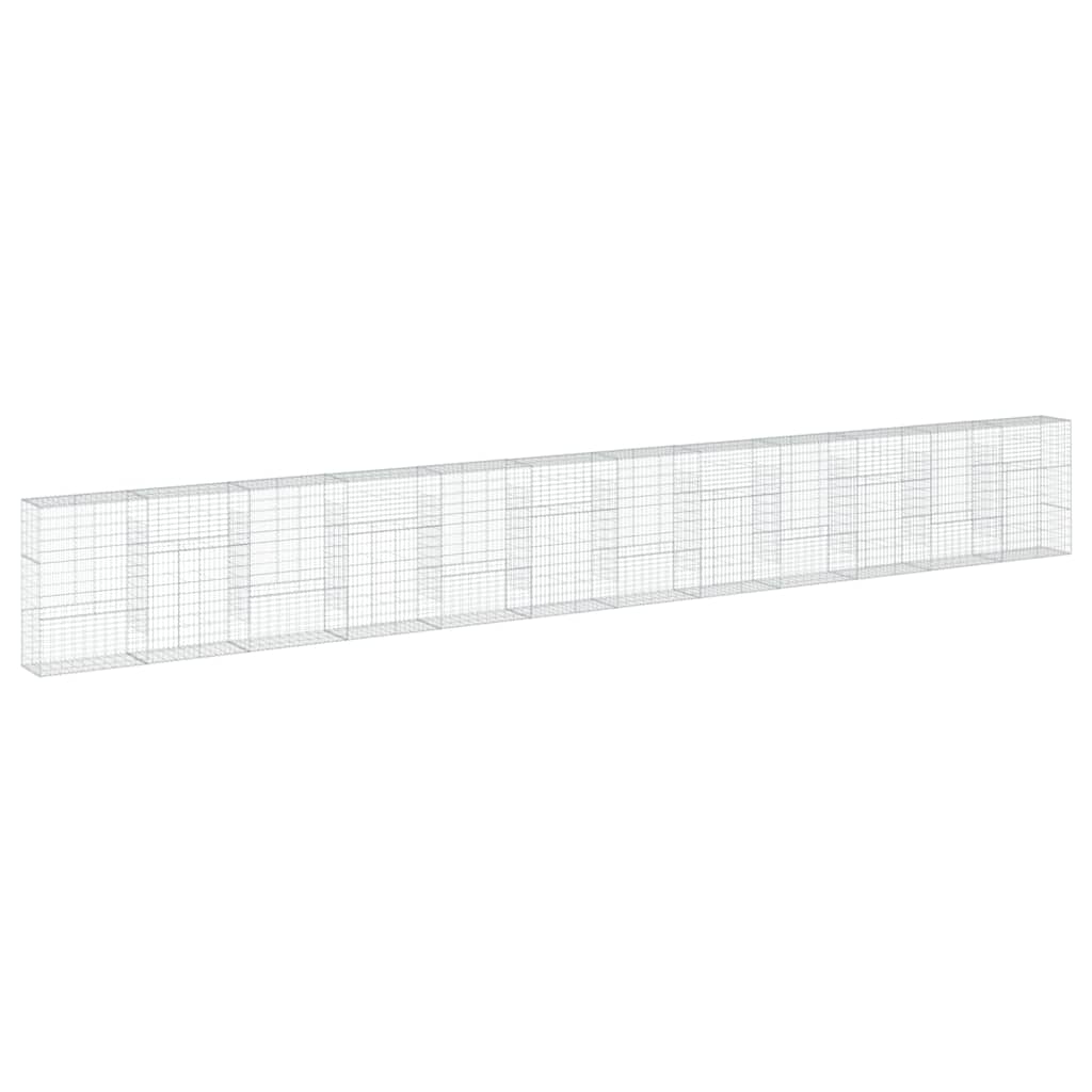 Cesto Gabbione con Copertura 1200x50x150 cm in Ferro Zincato | homemem39