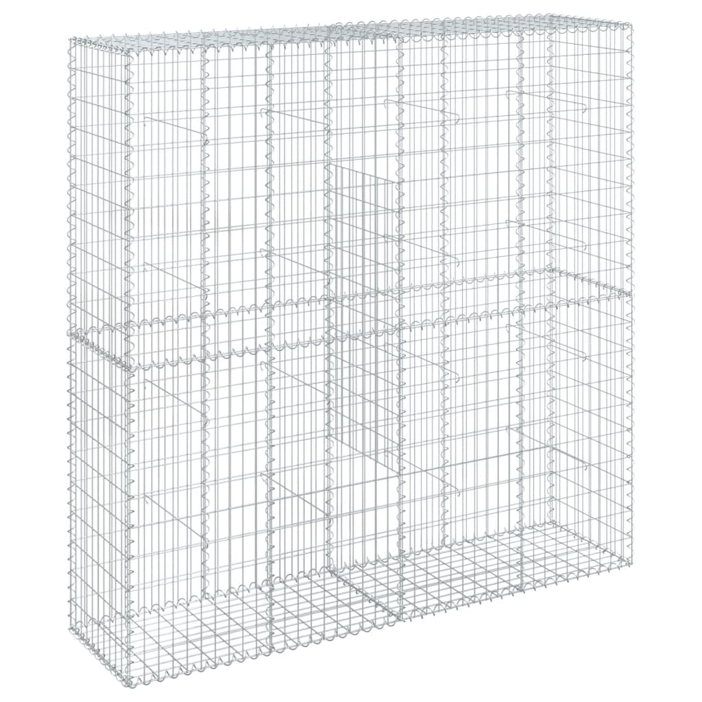 Cesto Gabbione con Copertura 200x50x200 cm in Ferro Zincato | homemem39
