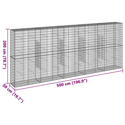 Cesto Gabbione con Copertura 500x50x200 cm in Ferro Zincato | homemem39