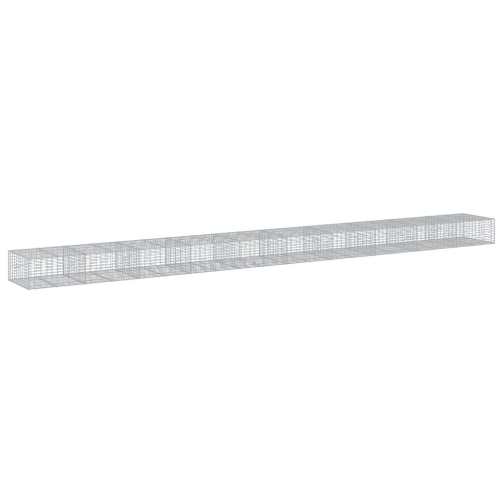 Cesto Gabbione con Copertura 1000x100x50 cm in Ferro Zincato | homemem39