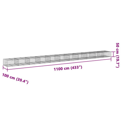 Cesto Gabbione con Copertura 1100x100x50 cm in Ferro Zincato - homemem39