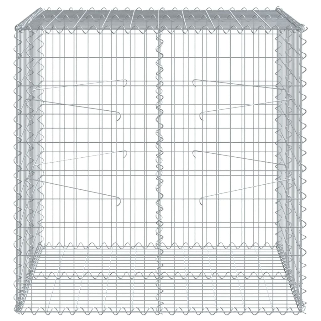 Cesto Gabbione con Copertura 100x100x100 cm in Ferro Zincato | homemem39