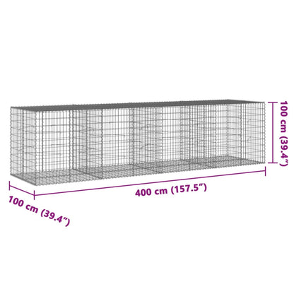 Cesto Gabbione con Copertura 400x100x100 cm in Ferro Zincato | homemem39