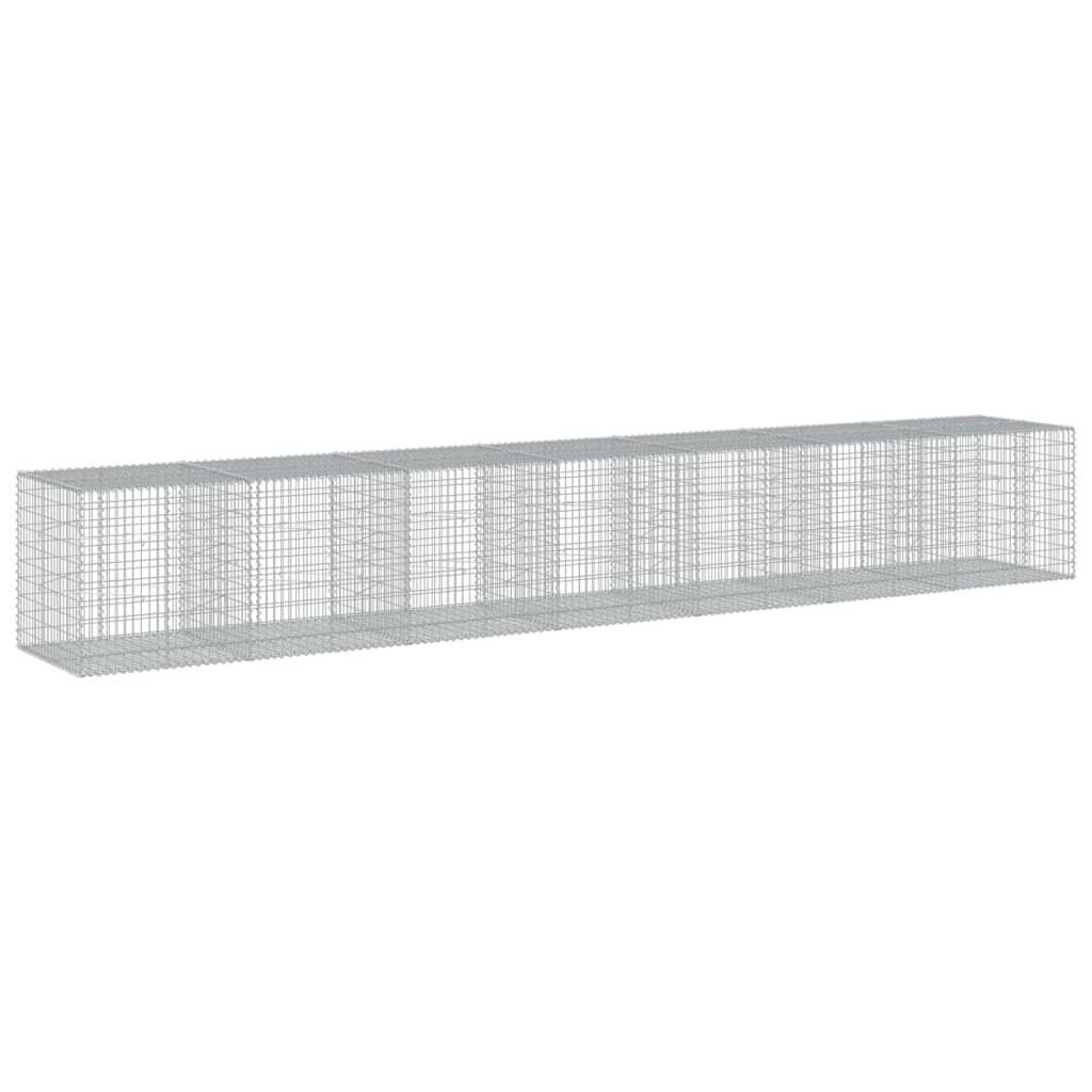 Cesto Gabbione con Copertura 700x100x100 cm in Ferro Zincato | homemem39