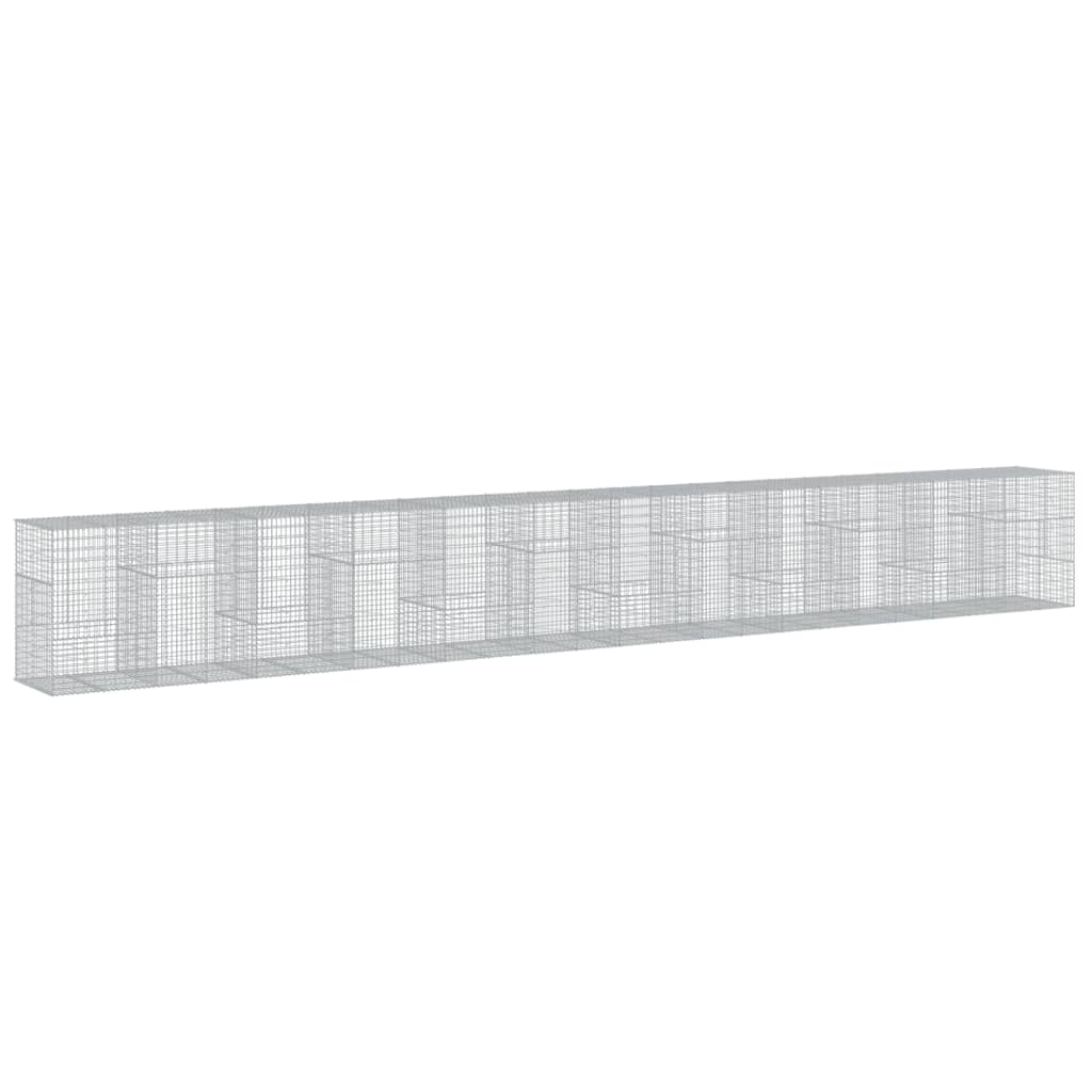 Cesto Gabbione con Copertura 1200x100x150 cm in Ferro Zincato | homemem39