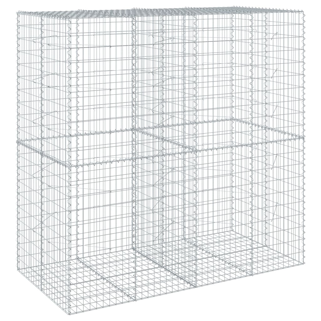 Cesto Gabbione con Copertura 200x100x200 cm in Ferro Zincato | homemem39
