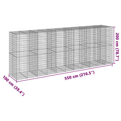 Cesto Gabbione con Copertura 550x100x200 cm in Ferro Zincato | homemem39