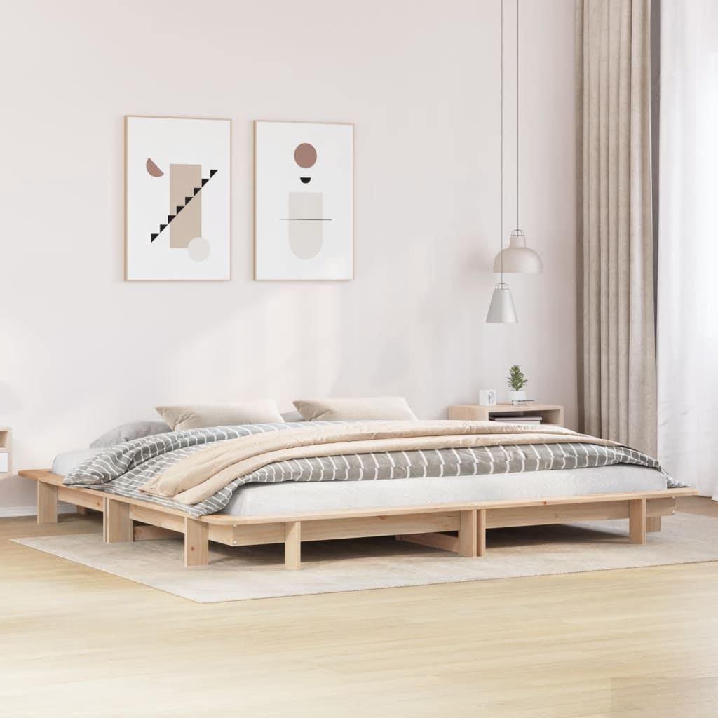 Letto senza Materasso 160x200 cm in Legno Massello di Pino - homemem39