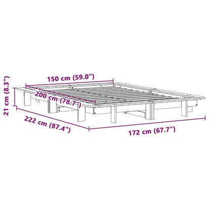 Letto senza Materasso Bianco 150x200 cm Legno Massello di Pino | homemem39