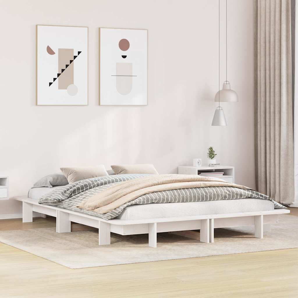 Letto senza Materasso Bianco 150x200 cm Legno Massello di Pino | homemem39