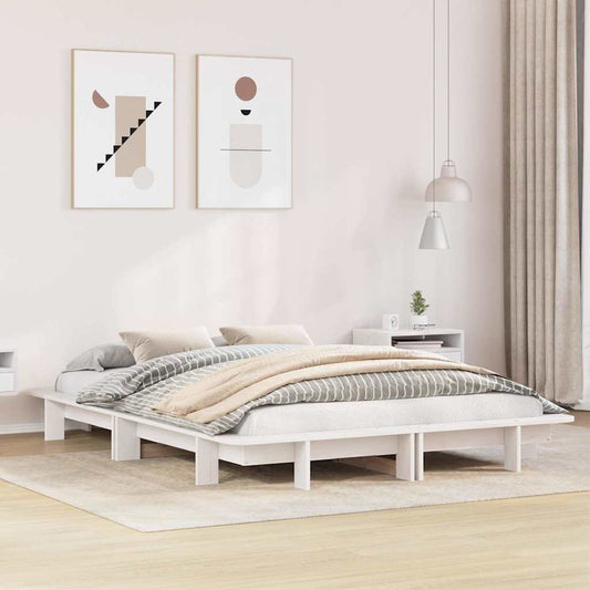 Letto senza Materasso Bianco 150x200 cm Legno Massello di Pino | homemem39