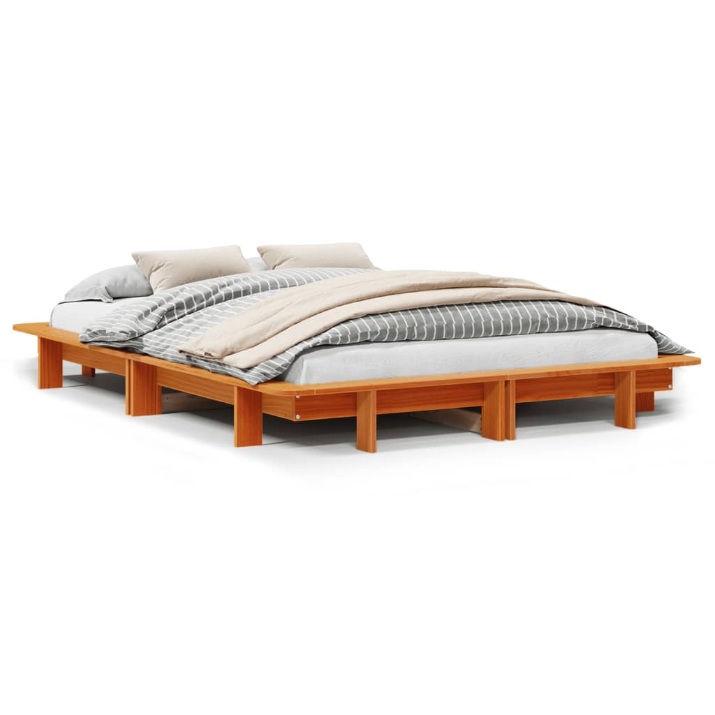 Letto senza Materasso Marrone Cera 120x200 cm in Legno di Pino | homemem39
