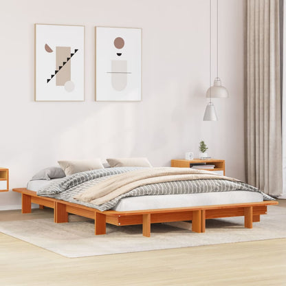 Letto senza Materasso Marrone Cera 120x200 cm in Legno di Pino - homemem39