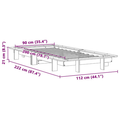 Letto senza Materasso Bianco 90x200 cm Legno Massello di Pino | homemem39