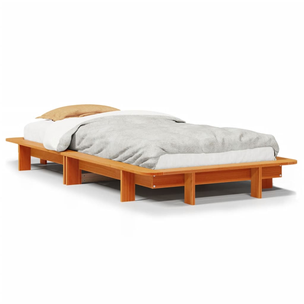 Letto senza Materasso Marrone Cera 90x200 cm Legno di Pino | homemem39