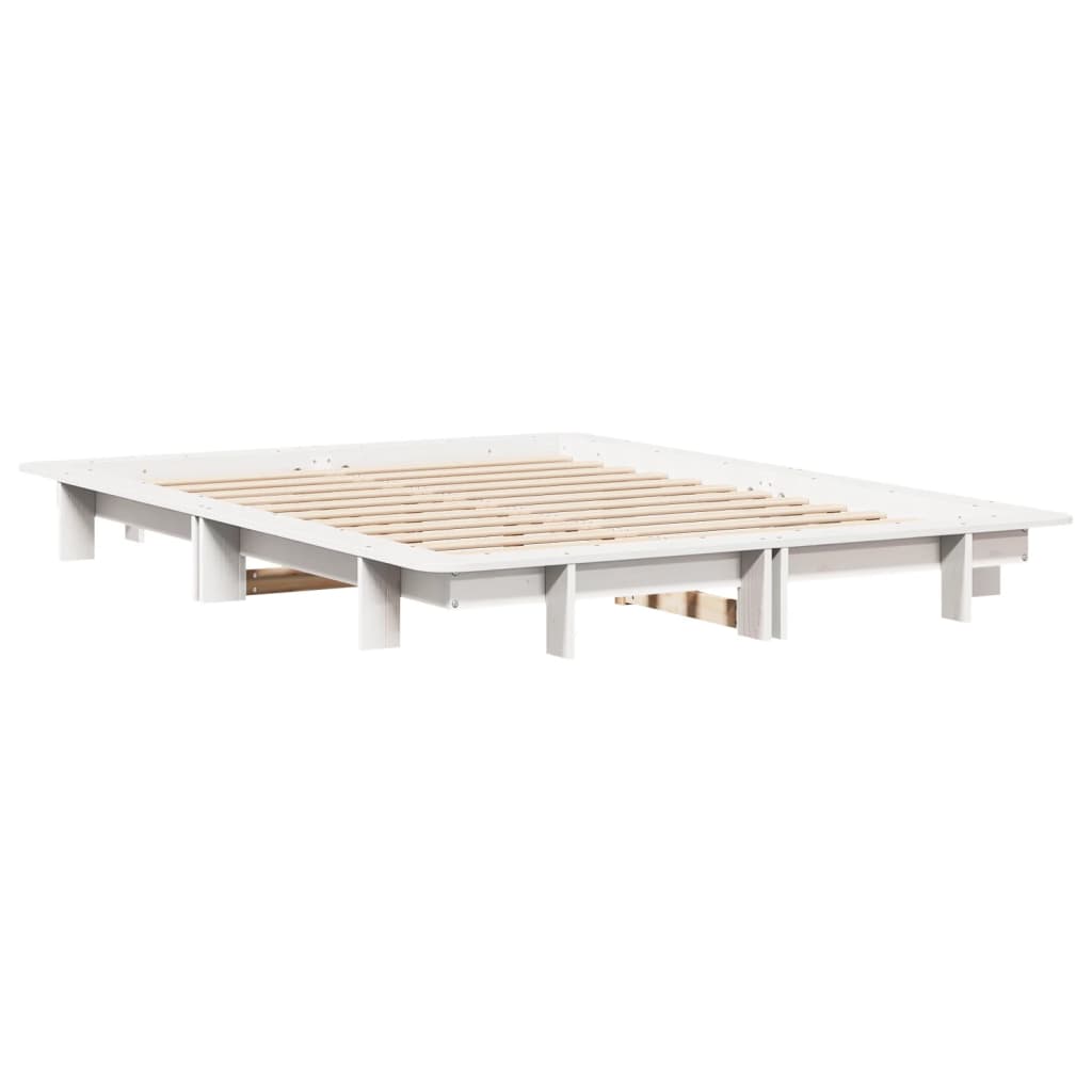 Letto senza Materasso Bianco 140x190 cm Legno Massello di Pino - homemem39