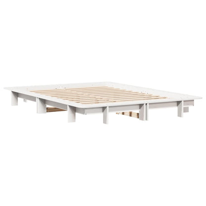 Letto senza Materasso Bianco 140x190 cm Legno Massello di Pino - homemem39