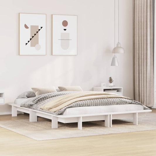 Letto senza Materasso Bianco 140x190 cm Legno Massello di Pino | homemem39
