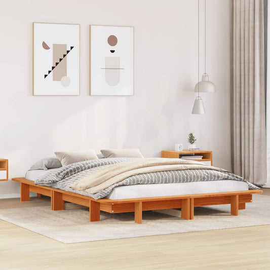 Letto senza Materasso Marrone Cera 140x190 cm in Legno di Pino - homemem39