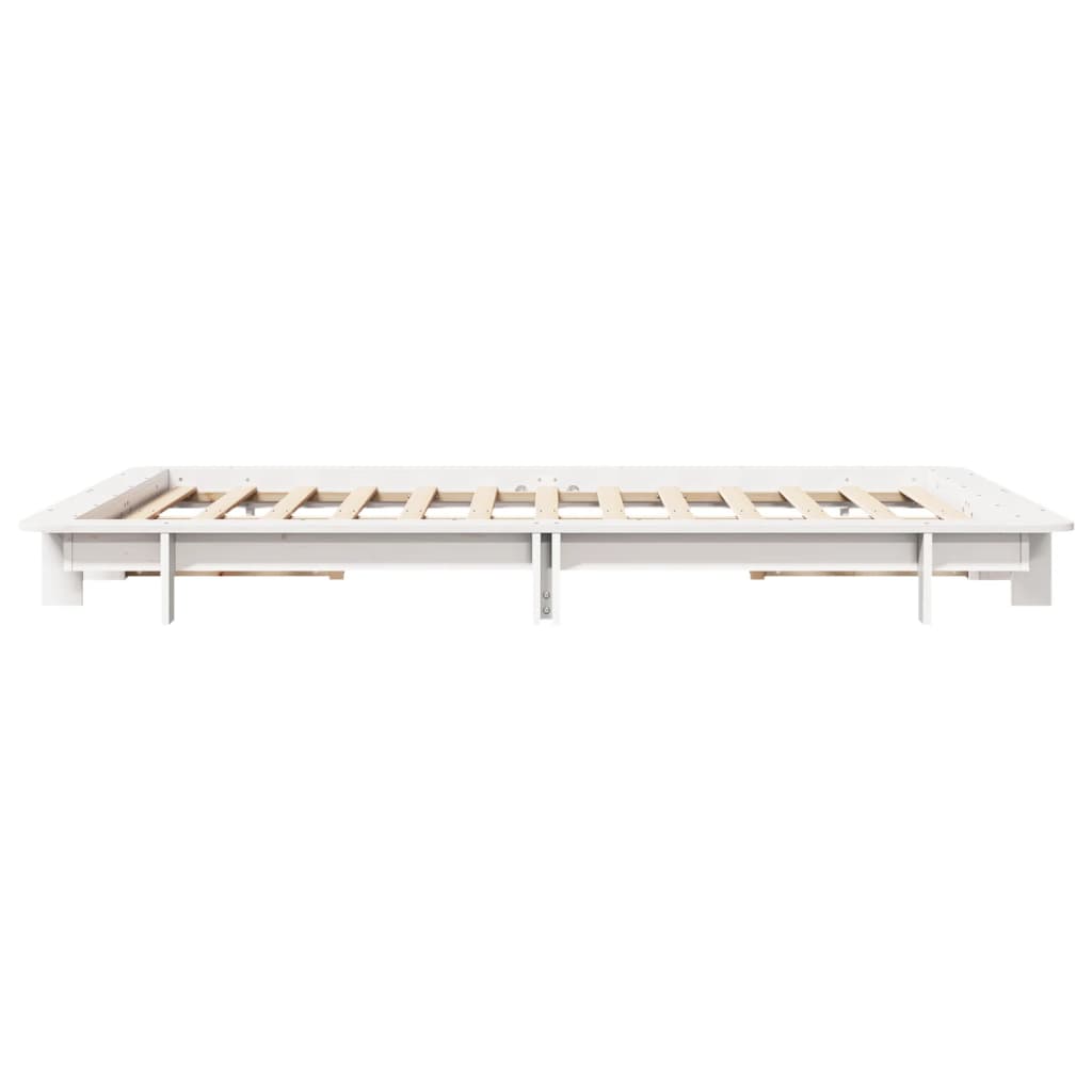 Letto senza Materasso Bianco 135x190 cm Legno Massello di Pino | homemem39