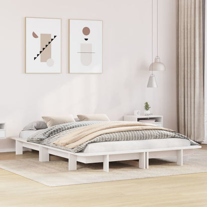 Letto senza Materasso Bianco 135x190 cm Legno Massello di Pino - homemem39