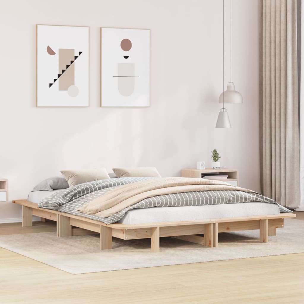 Letto senza Materasso 120x190 cm in Legno Massello di Pino - homemem39