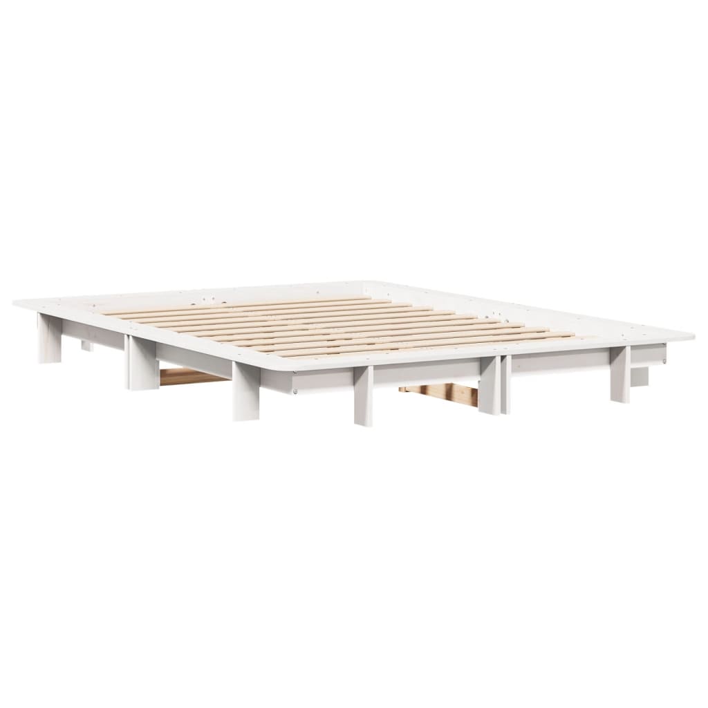 Letto senza Materasso Bianco 120x190 cm Legno Massello di Pino | homemem39