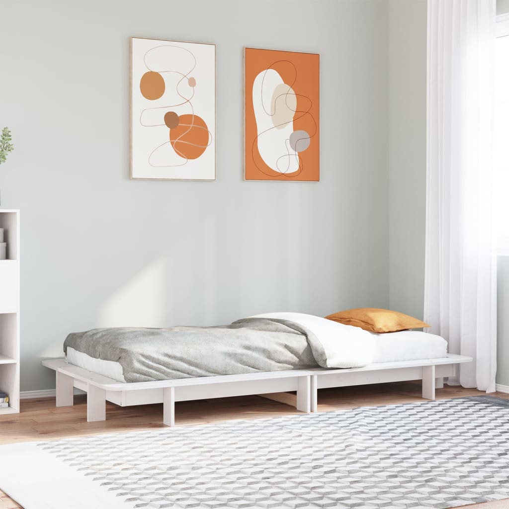 Letto senza Materasso Bianco 90x190 cm in Legno Massello Pino - homemem39