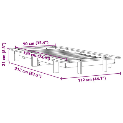 Letto senza Materasso Marrone Cera 90x190 cm in Legno di Pino | homemem39